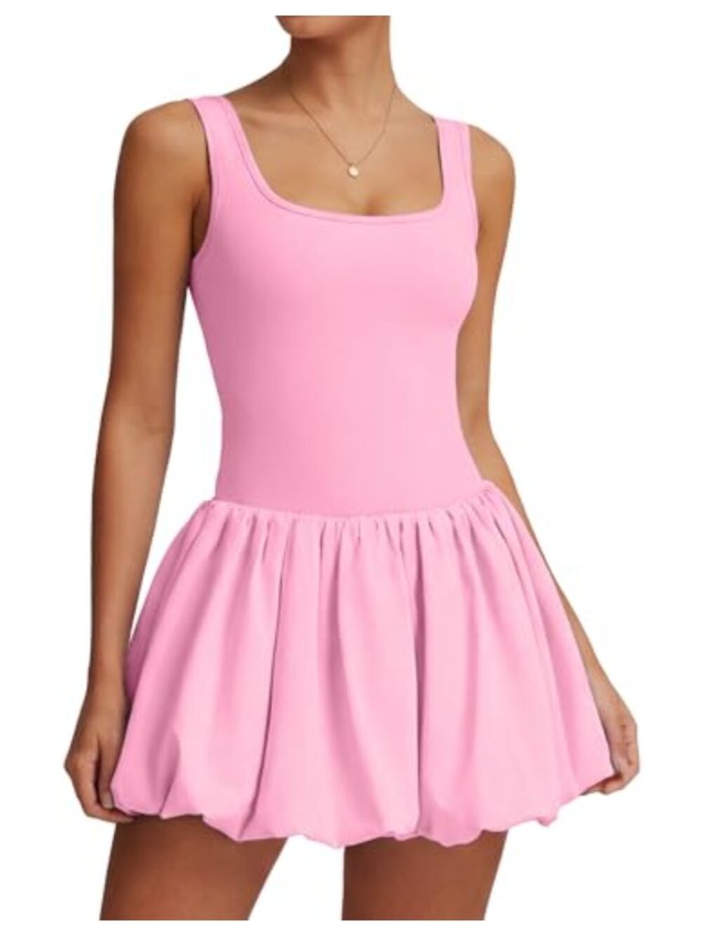 Sleeveless Bubble Tennis Dress with Built-in Shorts and Pockets